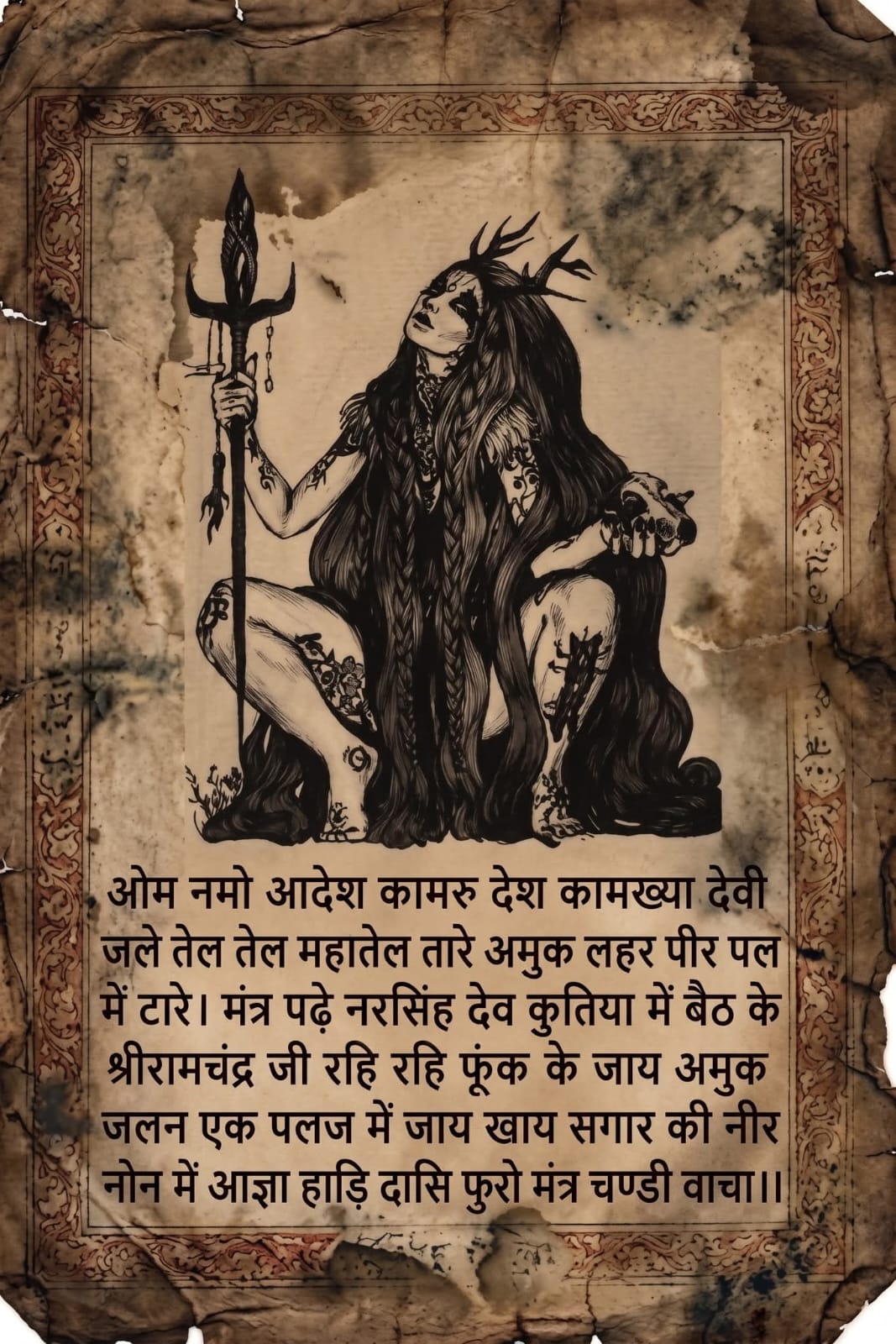 Kamakhya Devi Tantric Artwork, Mystic Goddess Poster, Occult Wall Art, Spiritual Decor, Instant Download PNG JPG