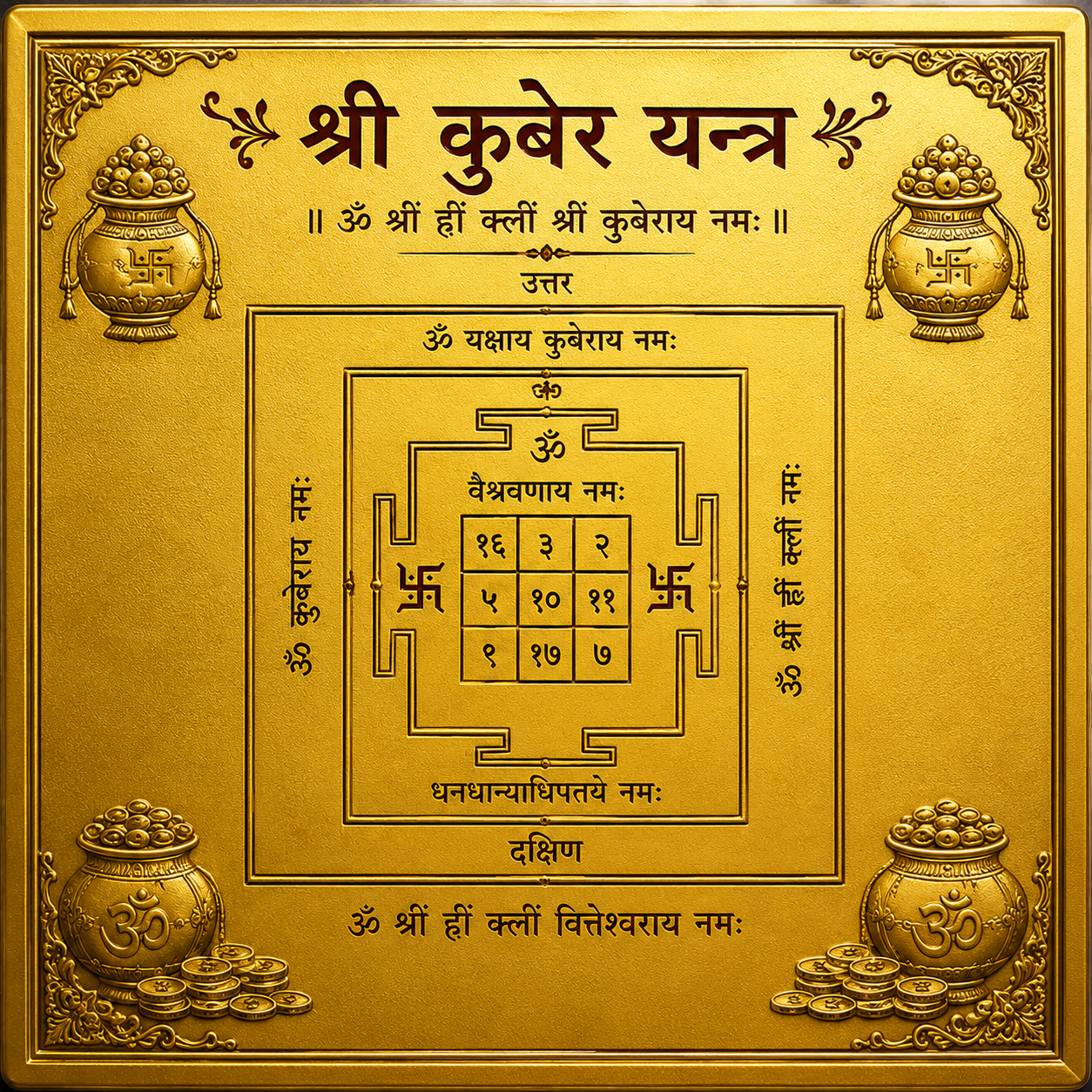 Handcrafted Kuber Yantra – Premium Handmade Prosperity & Wealth Attraction Sacred Wall Decor | Energized Spiritual Gift for Home, Office & Business